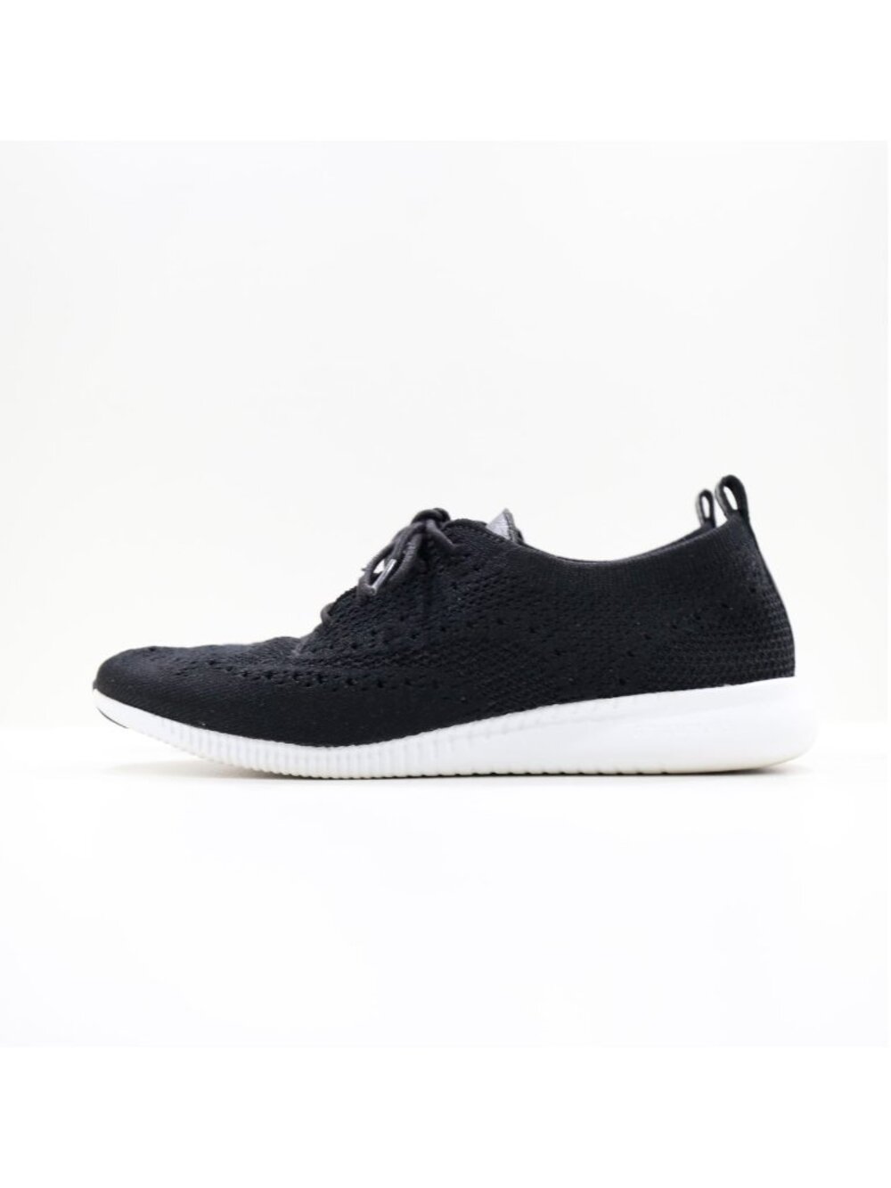 Cole Haan 2.Zerogrand Black Knit Lightweight Wingtip Sneakers - Women's 7.5